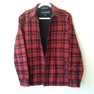 Treasure Bond L Plaid Faux Sherpa Lined Flannel Shacket Jacket Coat Wool Blend